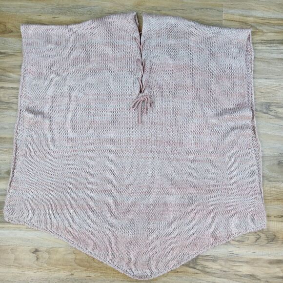 🐞Mauve & White Variegated Soft Knit Poncho Sweater One Size - Picture 5 of 9